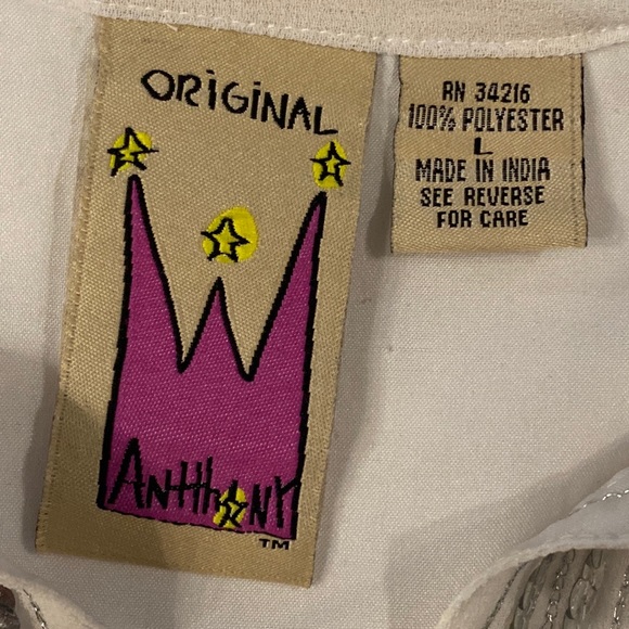 ANTTHONY - tunic overlay: white semi-sheer l/s w silver sequin hem accents - L - Picture 6 of 16